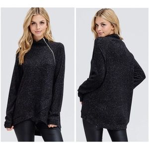 New Soft Brushed Mock Neck Sweater Top